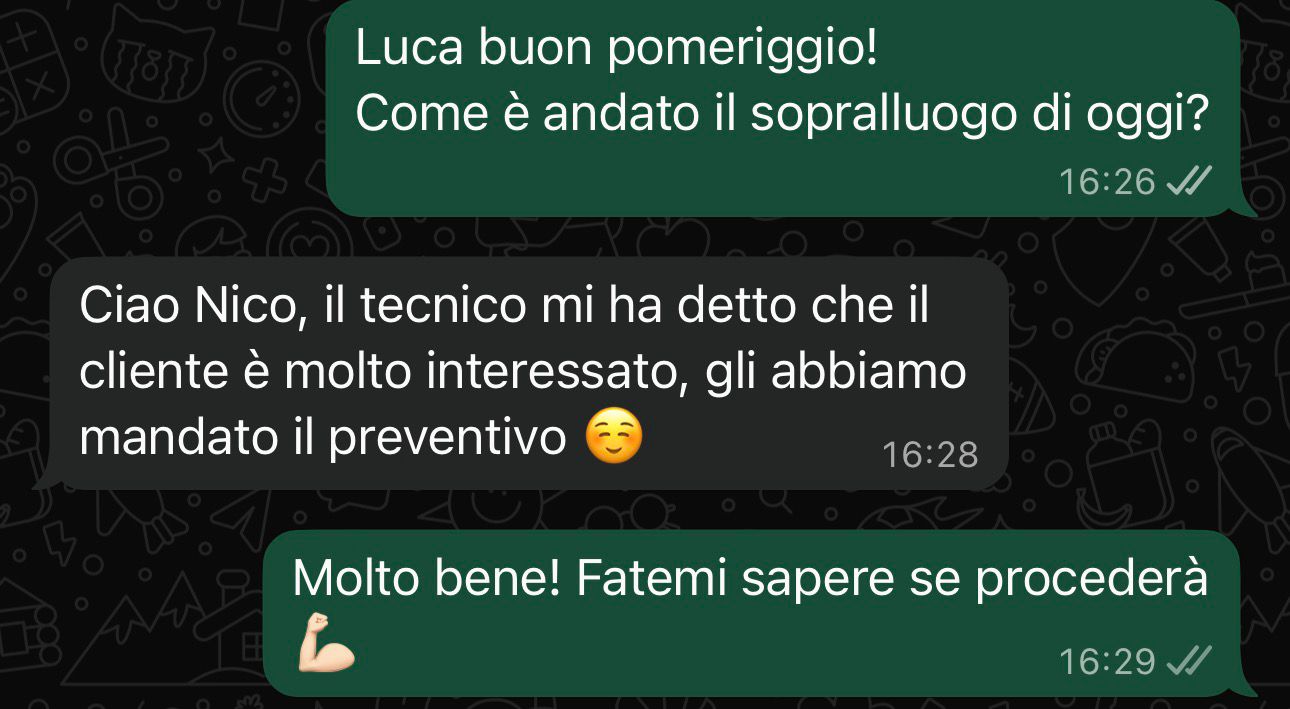 Testimonianza WhatsApp cliente TermoFlow 3
